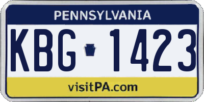 PA license plate KBG1423