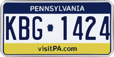 PA license plate KBG1424