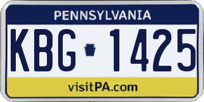 PA license plate KBG1425