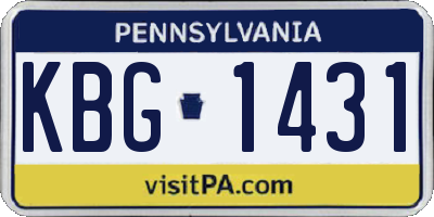 PA license plate KBG1431