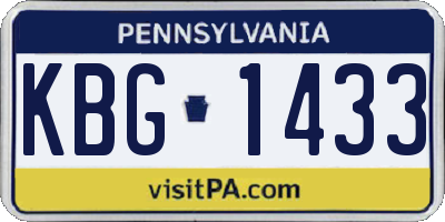 PA license plate KBG1433