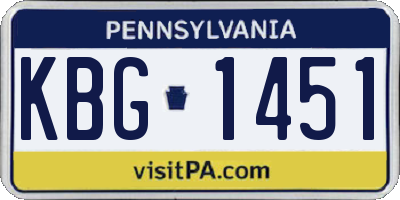 PA license plate KBG1451