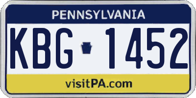 PA license plate KBG1452
