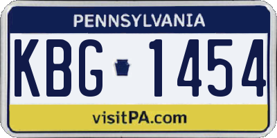PA license plate KBG1454