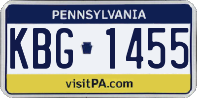 PA license plate KBG1455