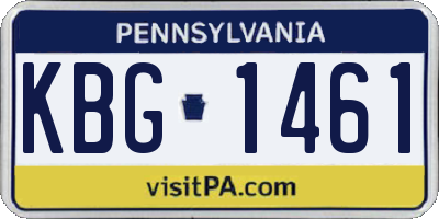 PA license plate KBG1461