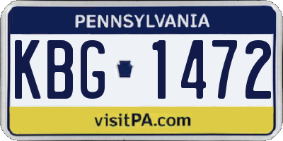 PA license plate KBG1472