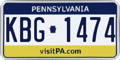 PA license plate KBG1474