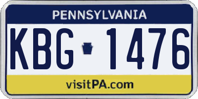 PA license plate KBG1476