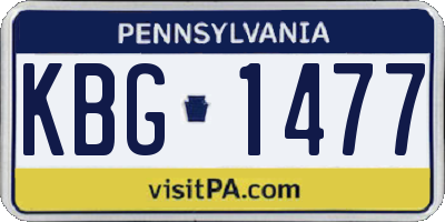 PA license plate KBG1477