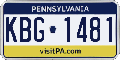PA license plate KBG1481