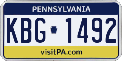 PA license plate KBG1492