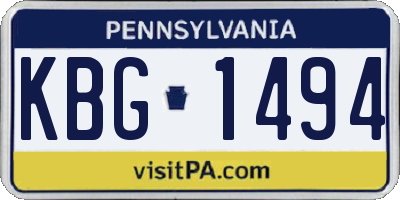 PA license plate KBG1494