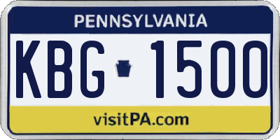 PA license plate KBG1500