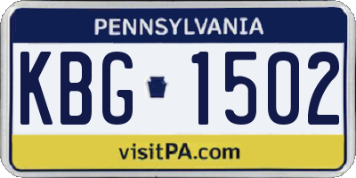 PA license plate KBG1502