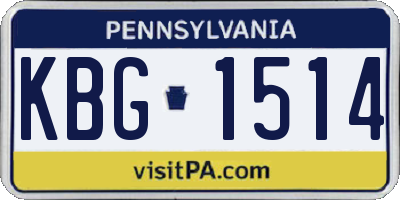 PA license plate KBG1514