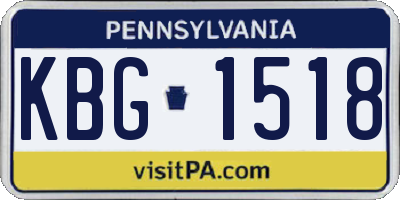PA license plate KBG1518