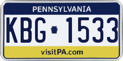 PA license plate KBG1533