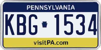 PA license plate KBG1534