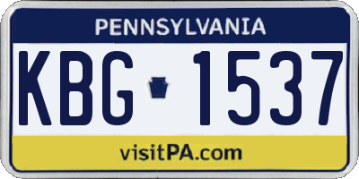 PA license plate KBG1537