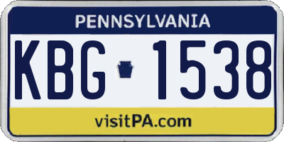 PA license plate KBG1538