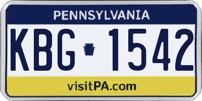 PA license plate KBG1542