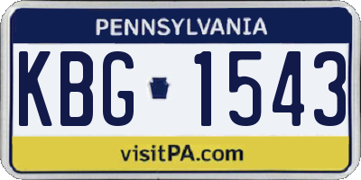 PA license plate KBG1543