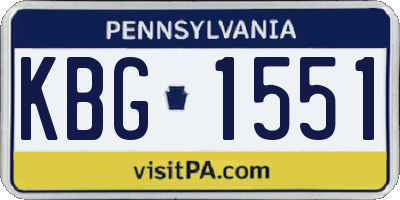PA license plate KBG1551