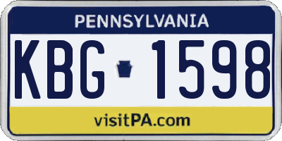 PA license plate KBG1598
