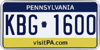 PA license plate KBG1600
