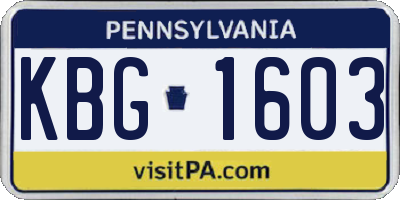 PA license plate KBG1603