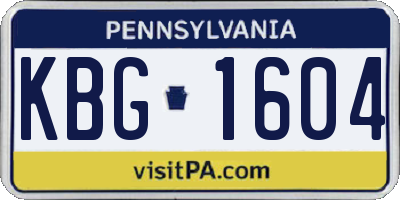 PA license plate KBG1604