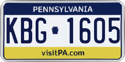 PA license plate KBG1605