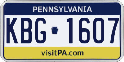 PA license plate KBG1607