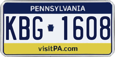 PA license plate KBG1608