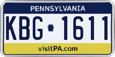 PA license plate KBG1611