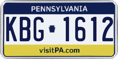 PA license plate KBG1612