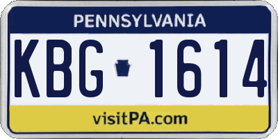 PA license plate KBG1614