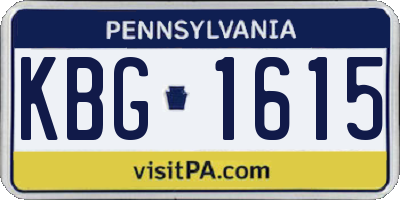PA license plate KBG1615