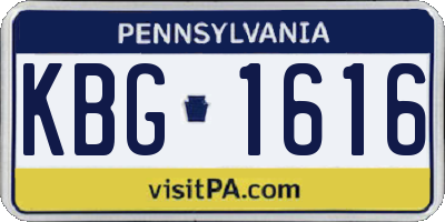 PA license plate KBG1616