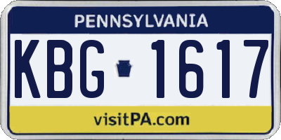 PA license plate KBG1617