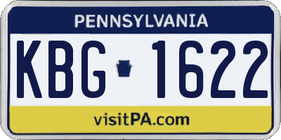 PA license plate KBG1622