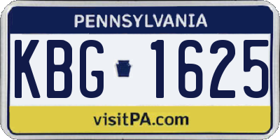 PA license plate KBG1625