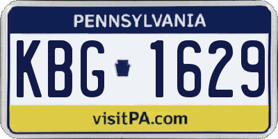 PA license plate KBG1629