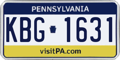 PA license plate KBG1631
