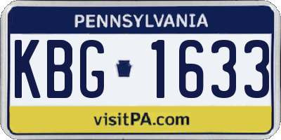 PA license plate KBG1633