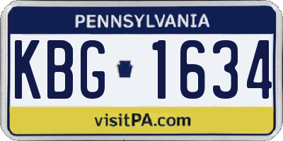 PA license plate KBG1634