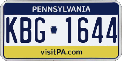 PA license plate KBG1644