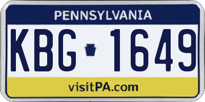 PA license plate KBG1649