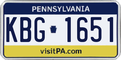 PA license plate KBG1651